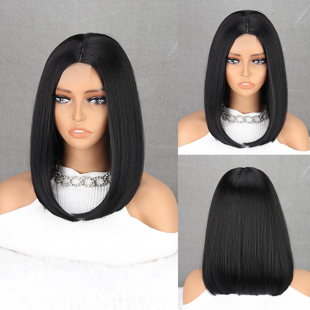 Straight Shoulder Length Bob Wigs Synthetic Natural Soft Hair Replacement Wigs For Women Girls For Daily Party Cosplay