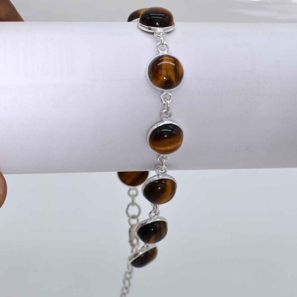 Тигровый глаз стерлингового серебра 925 пробы женский браслет ручной работы браслет ювелирные изделия, тигровый глаз овальный мужской браслет