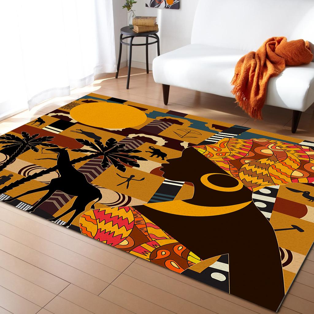 African Tribe Pattern Carpet Bedroom Decor Rug Living Room Carpet Hallway Balcony Doormat Kitchen Bathroom Non-Slip Floor Mat