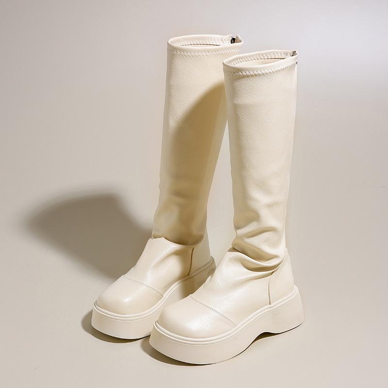 But Knee Boots Women's Autumn and Winter 2025 New British Style Platform Knight Boots Small Rear Zipper High Boots