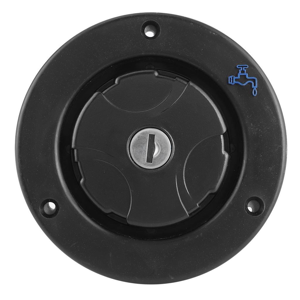 Round Water Inlet Fill Lock Tank Filling Port W Key for RV Yacht Camping Car TrailerBlack