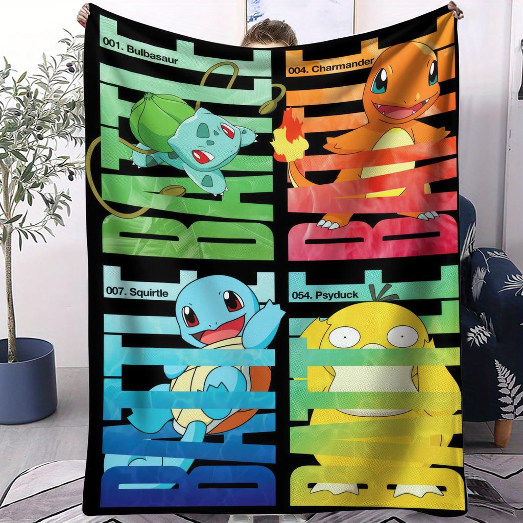Hot Pokemon Printed Air Conditioning Blanket Soft Lightweight Small Cover For Beds Sofas Cars Offices Nap Fan Gift All Seasons