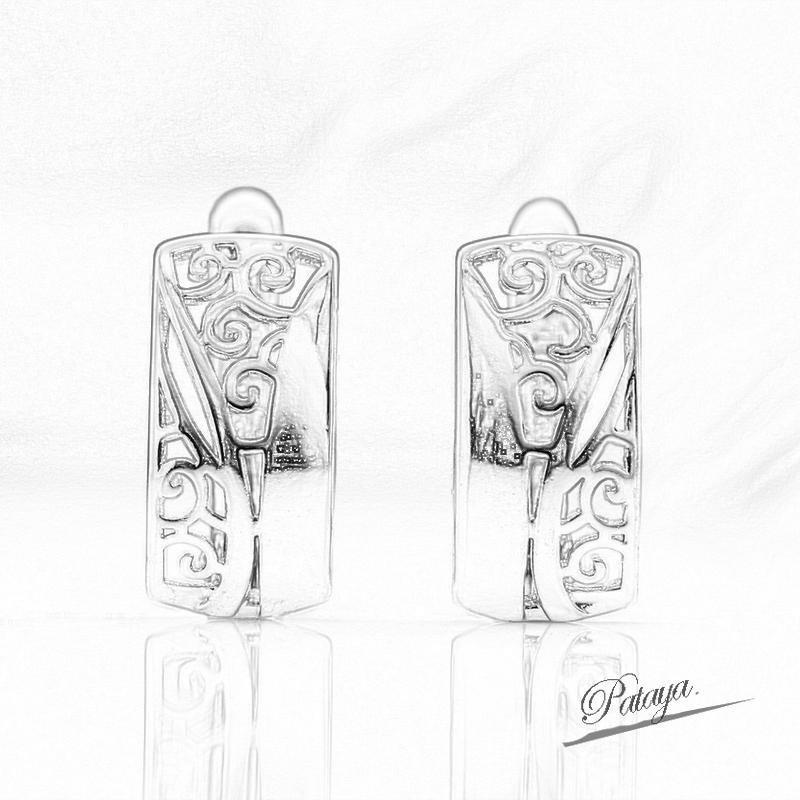 PATAYA Прямоугольные серьги цвета розового золота. Полые классические серьги итальянского ремесла.