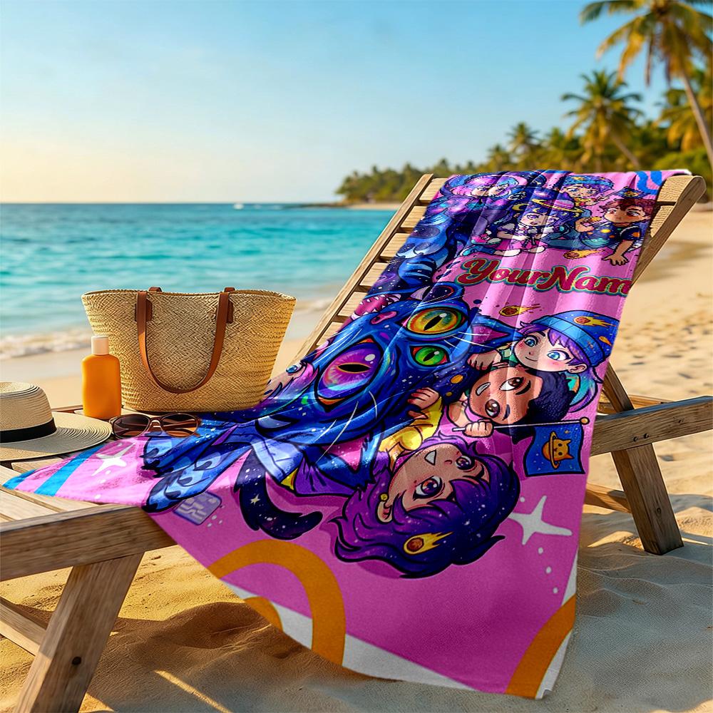 Demon Hunter Girls Customize Text Beach Towel Soft Durable Quick-Dry Suitable for Sports Travel Swimming Yoga Bathroom Beach And Pool
