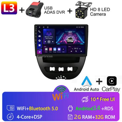 Android 14 2 Din Car Multimedia Player For Peugeot 107 Toyota Aygo Citroen C1 2005-2014 Carplay Stereo GPS Navigation BT WIFI