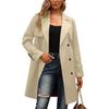 Женская мода повседневное двубортное пальто с длинными рукавами и поясом
