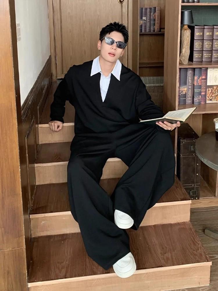 Модный мужской комплект из двух предметов: худи в стиле Old Money: Универсальный, Стильный и Премиальный для Осени/Зимы