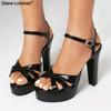 Fashion Summer Elegant Silver Gold Black Platform Sandals Women Dress Shoes Block High Heels Model PU Leather Sandals Plus Size 34-43