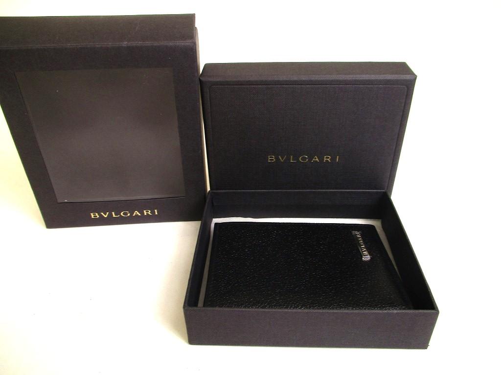 Оригинальный черный кожаный складной кошелек BVLGARI с клапаном и отделением для купюр, ID-карты #a164 Открытая коробка