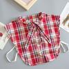 Front Tie Fake Collared Shirt Plaid False Collar Woman Vintage Detachable Collar For Sweater Blouse Half Shirt Accessories
