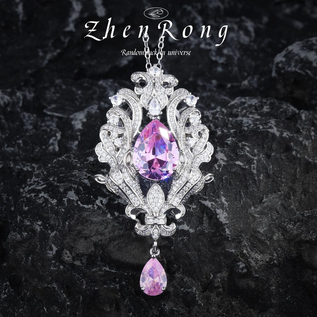 BELLA BOX Свадебные аксессуары «Олень держит твою невесту» Ожерелье с подвеской «Ирис» в виде розового бриллианта в форме капли с высоким содержанием углерода и бриллиантов