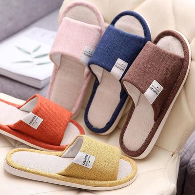 Четыре сезона Нескользящие льняные тапочки для мужчин и женщин - Домашняя обувь для помещений, износостойкая, удобная