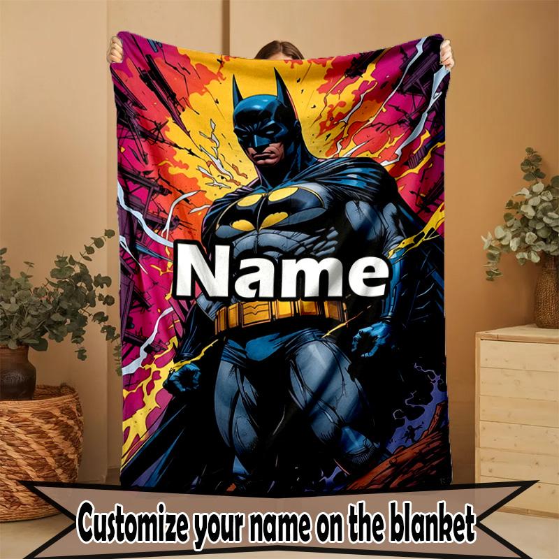 Custom Name Personalized Batman Print Blanket, Home Decor, Bedroom, Sofa, Camping, Couch, Gifts for Birthday ChristmasEnthusiasts