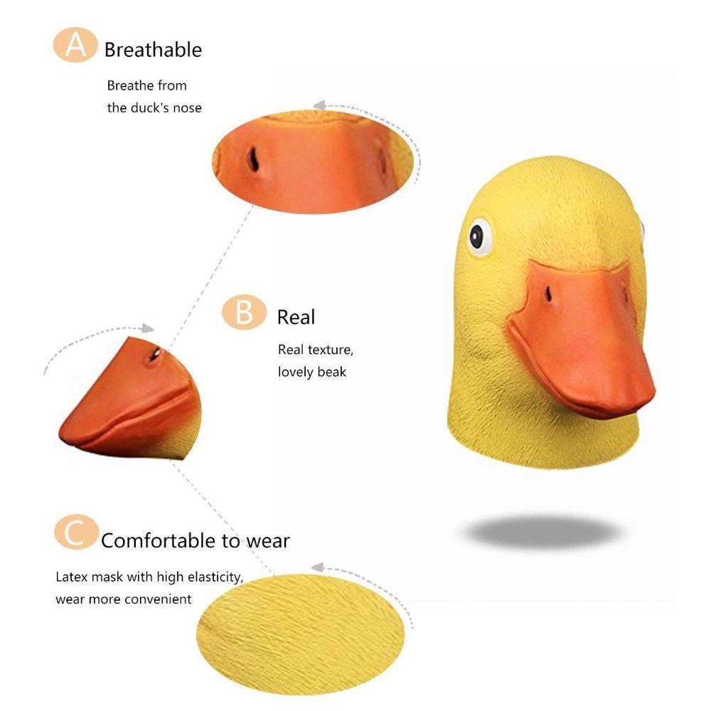 Novelty Yellow Duck Head Mask Latex Cosplay Accessories Premium Humorous Animal Masks Halloween