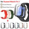 For Huawei Watch Fit 3 Case and Strap PC Hard Cover Tempered Glass Screen Protector Bracelet for Huawei Fit3 Accessories