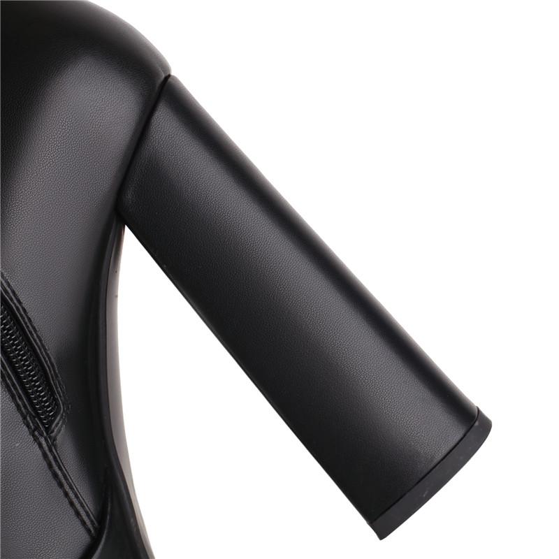 Женские сапоги на высоком каблуке осень и зима новые водонепроницаемые толстые каблуки однотонные средние сапоги универсальные сапоги большого размера