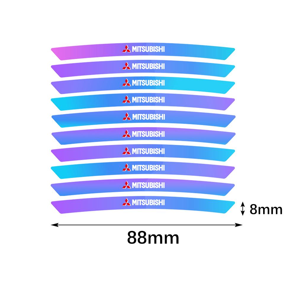 10/20Pcs Car Wheel Reflective-Stickers Tire Warning-Stickers For Mitsubishi 9 Ralliart EX ASX L200 Colt Outlander Pajero Lancer