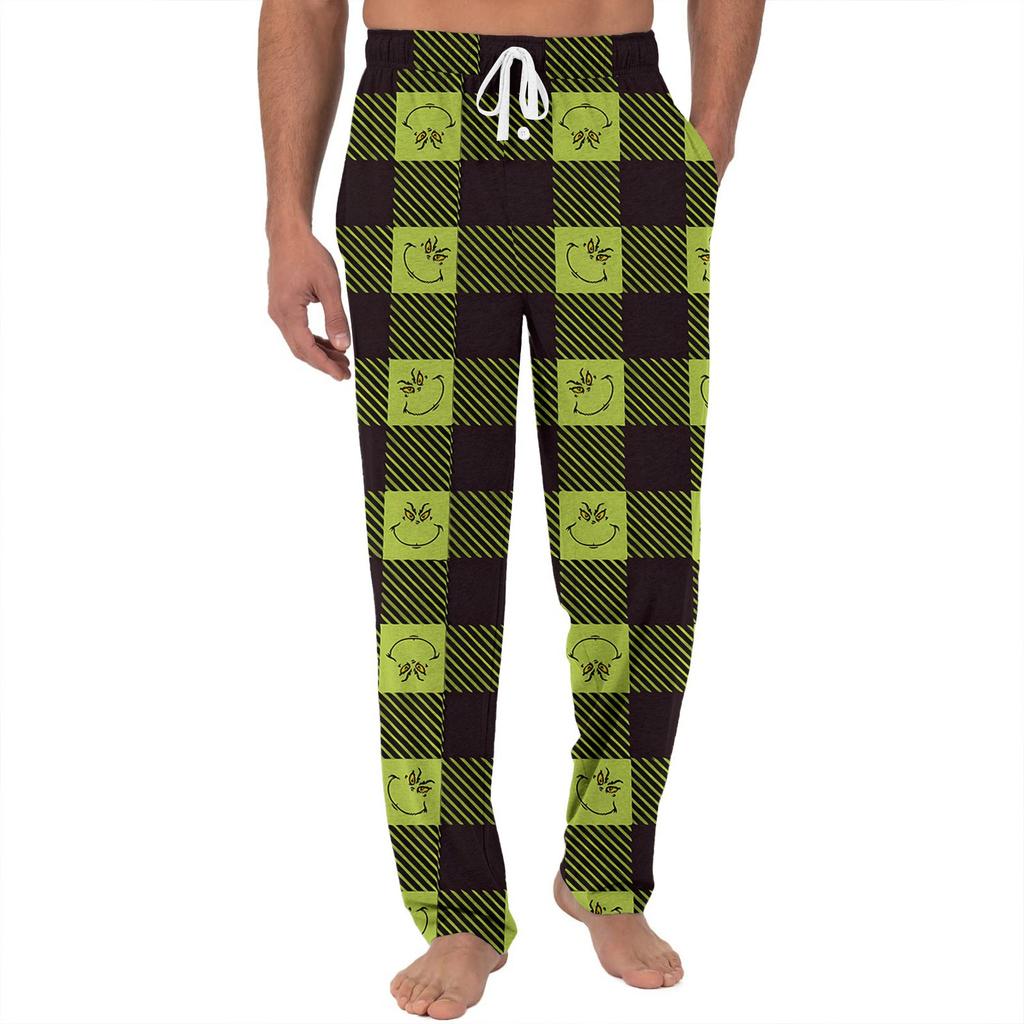 Men's Knitted Fashionable Printed Pocket Casual Pants Pajama Pants