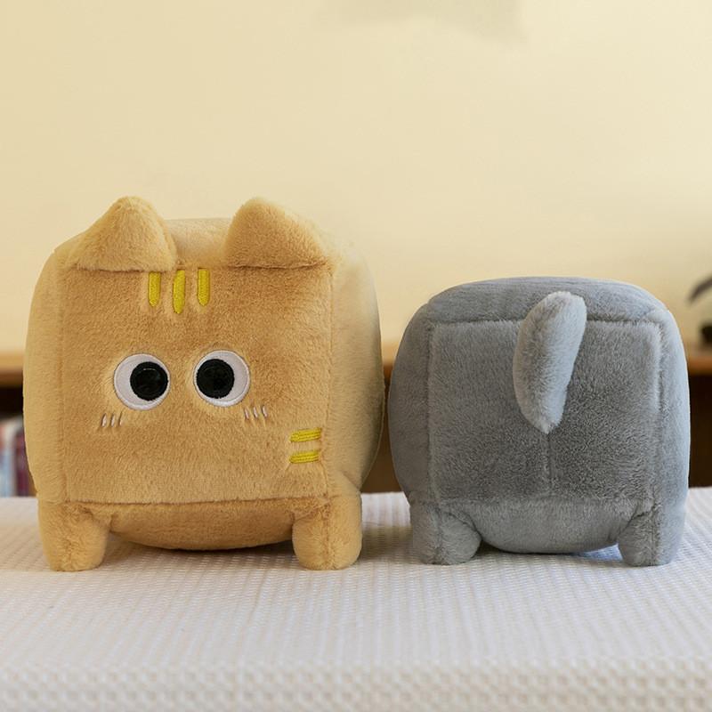 Square Plush Cat Toy Stuffed Animal Doll Cartoon Bedroom Decoration Kids Gift