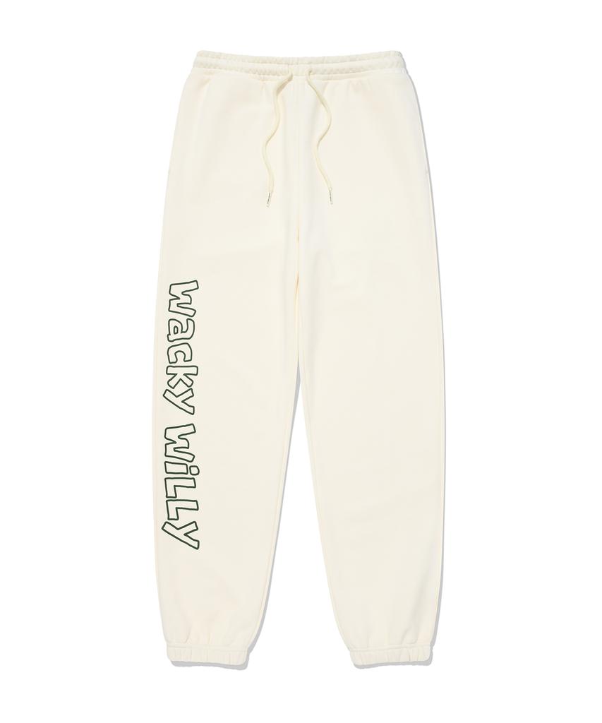 WACKY WILLY Typographic Sweatpants Cream