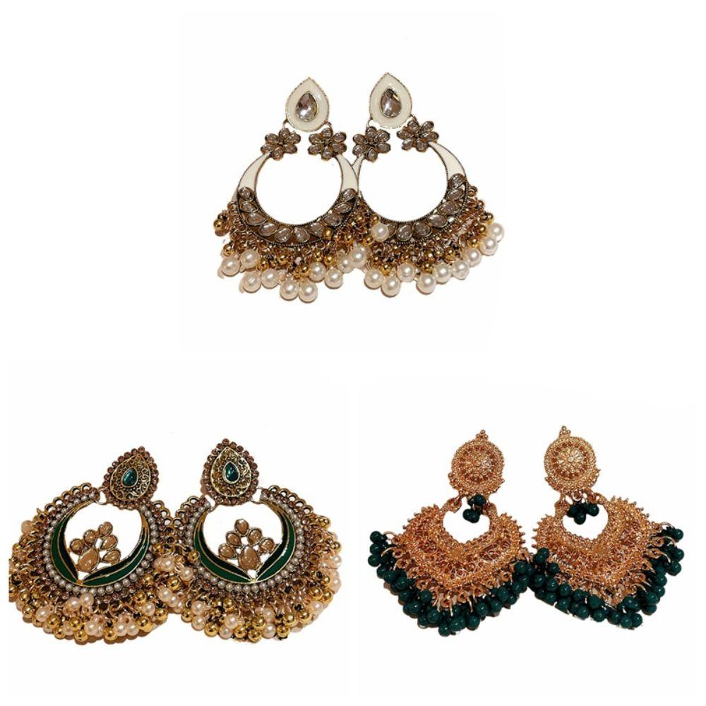 Beaded Tassel Tassel Water Droplet Earrings Rhinestone Exaggerated Tassel Earrings Girls Gift