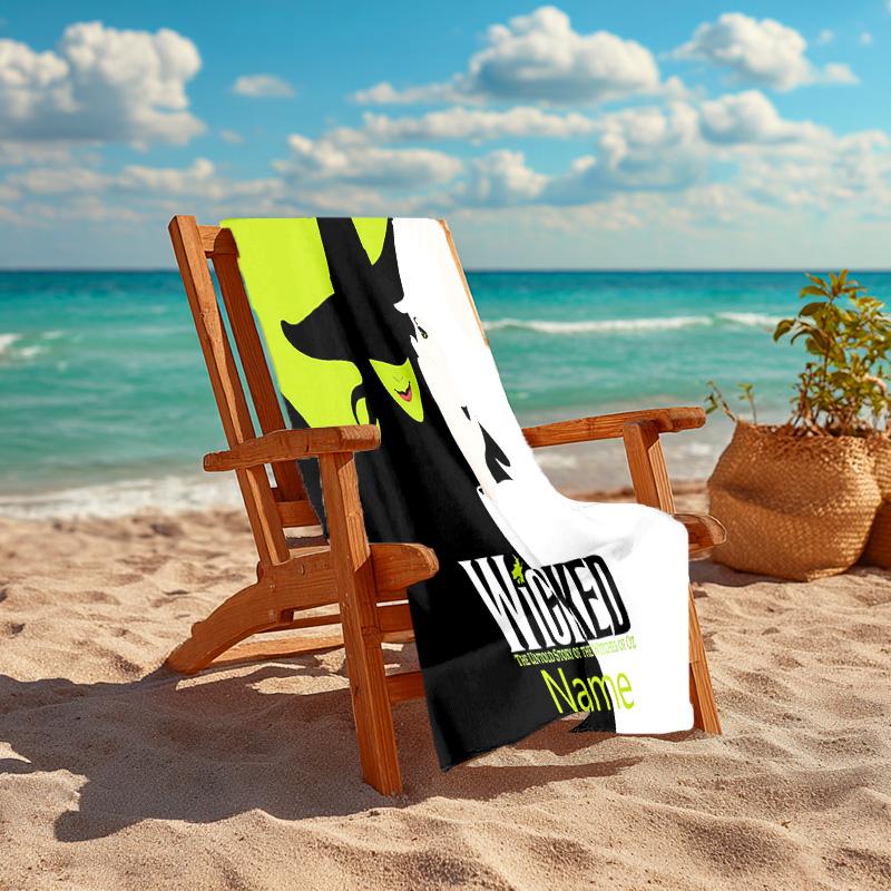 Personalized customized proof beach towel with Wicked pattern - soft, absorbent,quick-drying,perfect swimming,camping&bathing