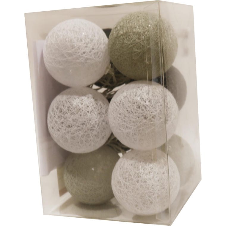 Cotton LED Light Balls, 6 cm Diameter, Battery Powered, Warm White