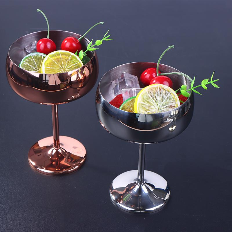 1Pc Stainless Steel Goblet Cocktail 450mL Metal Tall Champagne Glass Unbreakable Red Wine Cup Flute Cup Bar Martini Cup