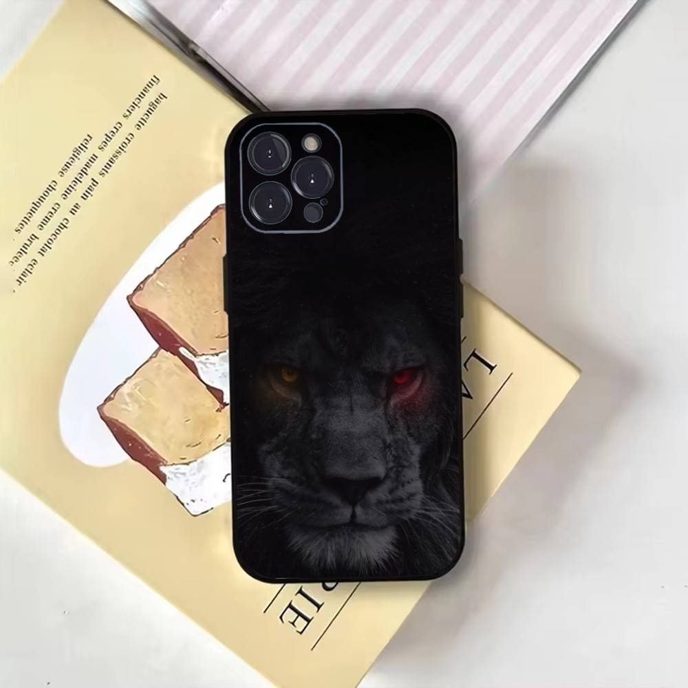 Крутой дизайн с узором в виде модного короля-льва Чехол для телефона Для iPhone17,16,15,14,13,12,11 Plus,Pro Max,Мягкий Черный Чехол