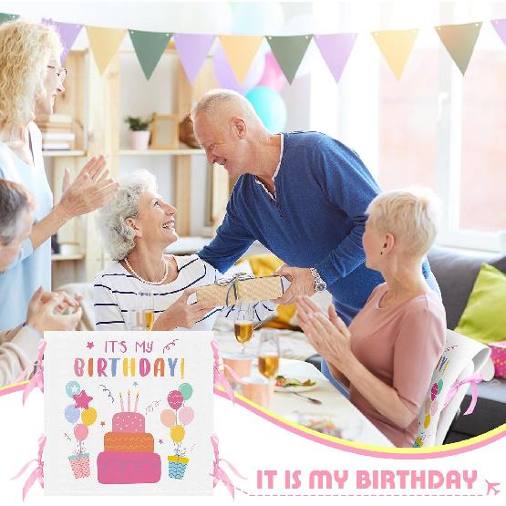 Tudomro 2 Pieces Birthday Chair Cover for Classroom It's My Birthday Chair Cover with Ribbons Cupcake Seat Back Decor for Kids Office Classroom