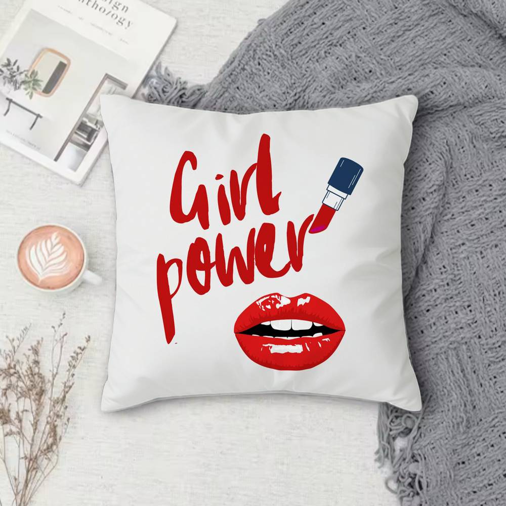 Girl Power Double-Sided Printed Square Pillow Cover Decorative Cushion Cover For Sofa Bedroom Bedside