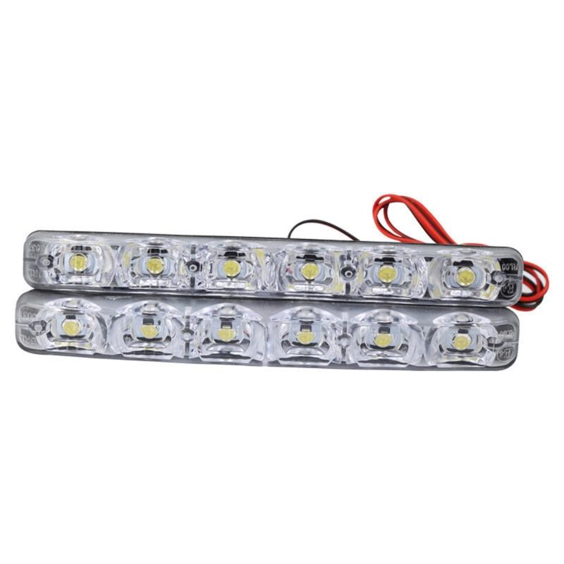 6LED светодиодные дневные ходовые огни высокой мощности, лампа дальнего света, универсальная светодиодная автомобильная противотуманная фара, простая установка, прочный