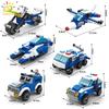 533 шт. 6 в 1, полицейский грузовик, строительные блоки, городское строительство, вертолет, автомобиль, робот, набор кирпичей для детей, игрушки, детский подарок