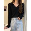 Temperament collar slack knitted sweater soft waxy sweater autumn and winter casual simple button long sleeve women's bottoming top