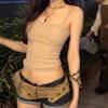 Vintage Hip-hop Belt Cotton Waistband with Bag Trendy Belts Pockets  Streetwear