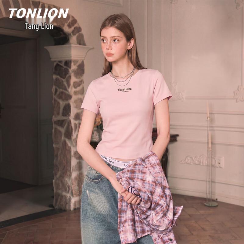Женская приталенная футболка TonLion с коротким рукавом