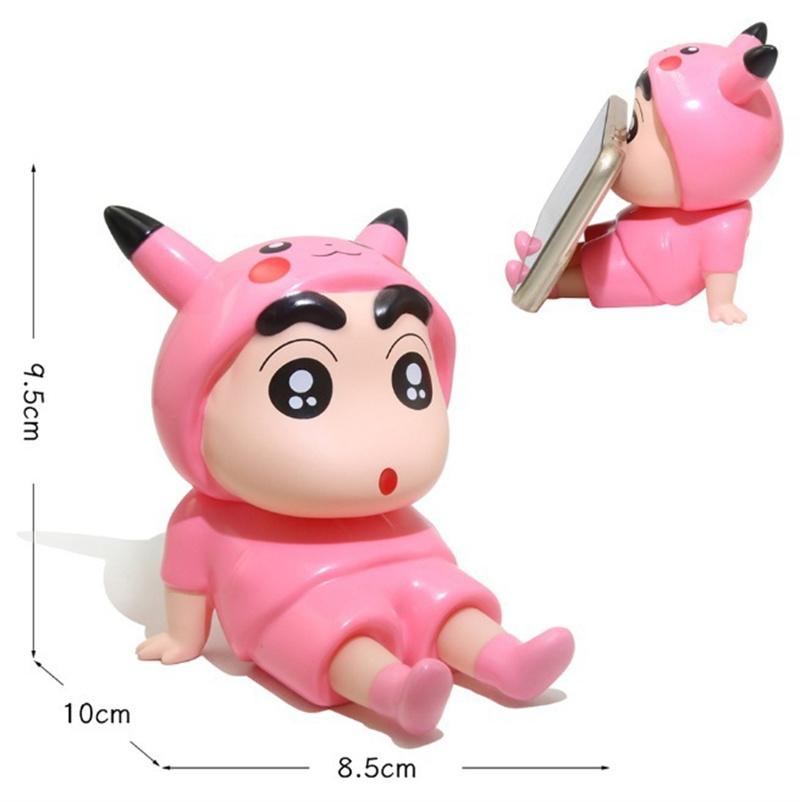 Crayon Shin-Chan Mobile Phone Kawaii Anime Desktop Ornaments Cartoon Watching Tv Phone Support Cute Doll Decorations Toy Gifts