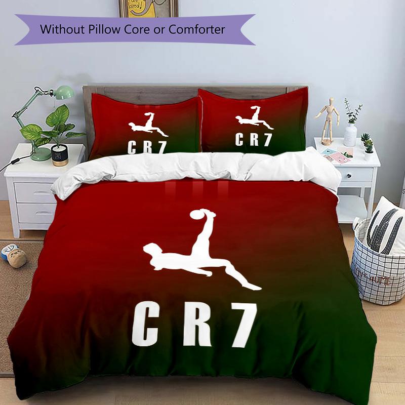 Cr7 Football Legend Print 3Pcs Bedding Setduvet Cover With 2 Bedropillowcase Home Birthday Gift