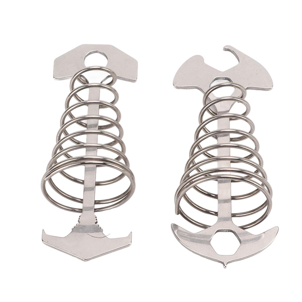 2Pcs Anti Trip Deck Tie Down Anchor Fish Bone Shape Wind Rope Tightener Tensioner with Spring for Outdoor Camping