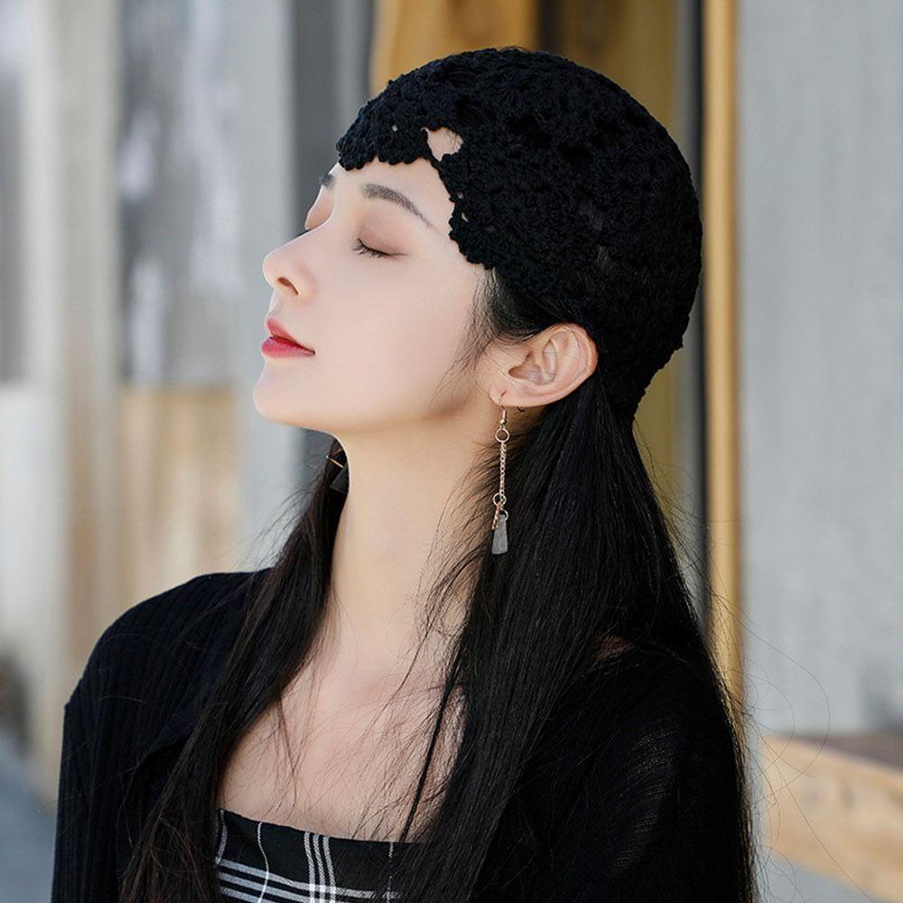 Выдолбленный берет-кепка повседневная солнцезащитный козырек дышащая вязаная шапка женская