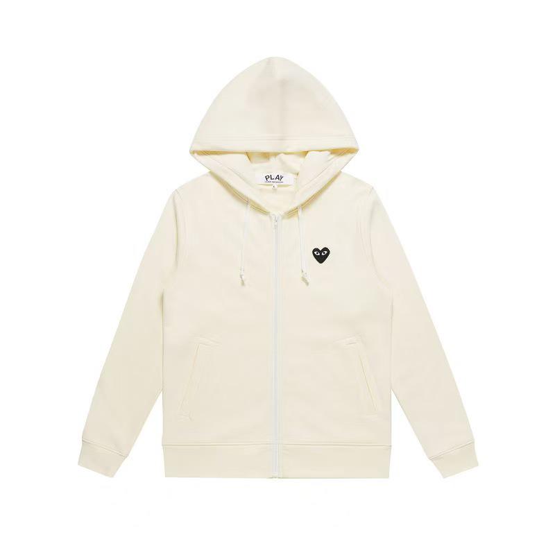 PLAY Love Heart Embroidery Zipper Cardigan Hoodie - Men's Plus Velvet Autumn Hooded Jacket 2025 Model