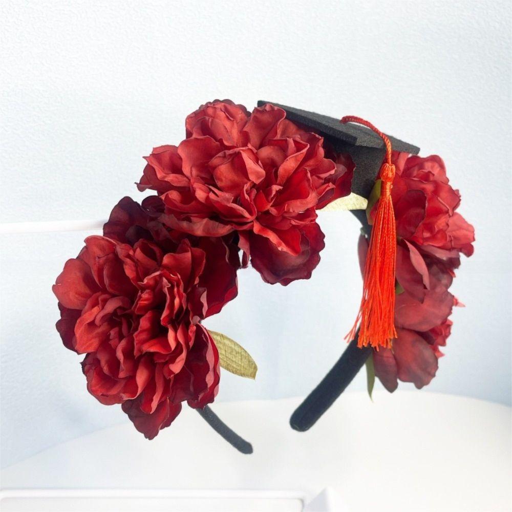 Doctor Flowers Hair Band Bachelor Academic Hat with Tassels Durable Mortar Board  College