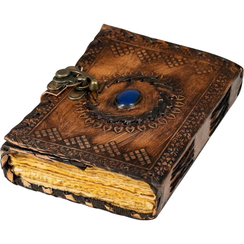 Кожаный журнал с застежкой Журнал с драгоценными камнями Блокнот для письма Пустой блокнот Блокнот ручной работы Чакра Журнал Дневник