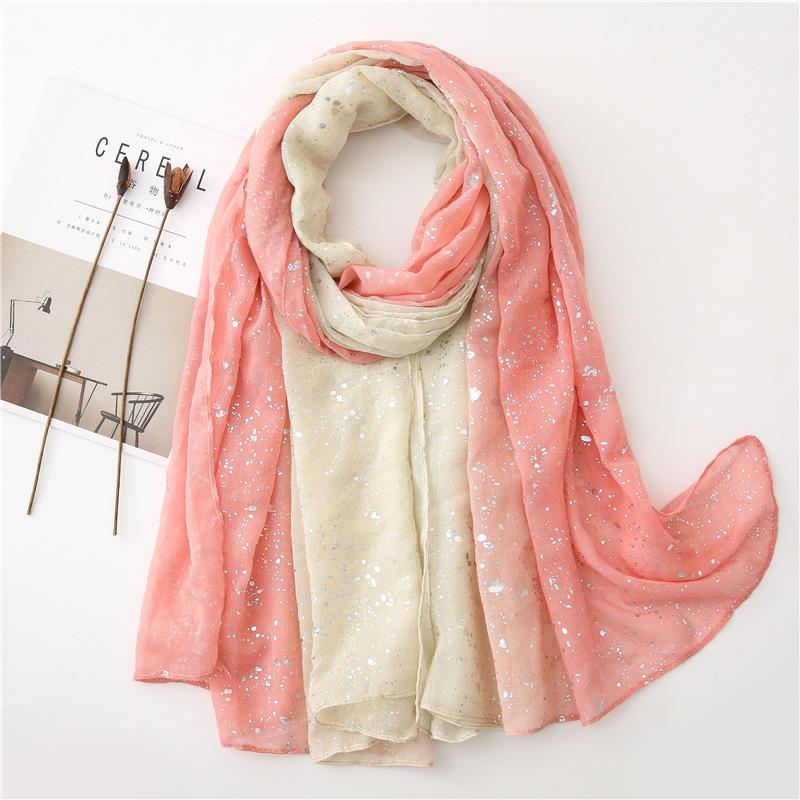 Fashion Ombre Glitter Shiny Dot Viscose Shawl Scarf Lady High Quality Wrap Gradient Pashmina Stole Bufanda Muslim Hijab 180*90Cm