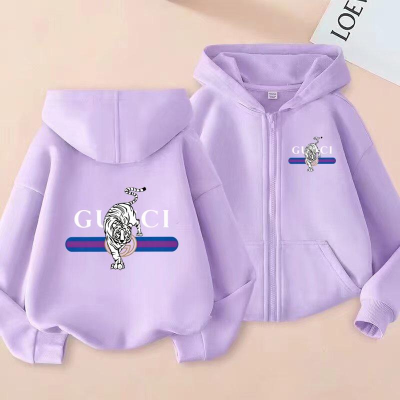 Kids Long Sleeves Cardigan Sweatshirt Girl Boy 3-12Years Hoodie Zipper Style Cute Tiger Sports Casual Fashion Loose Coat Clothes