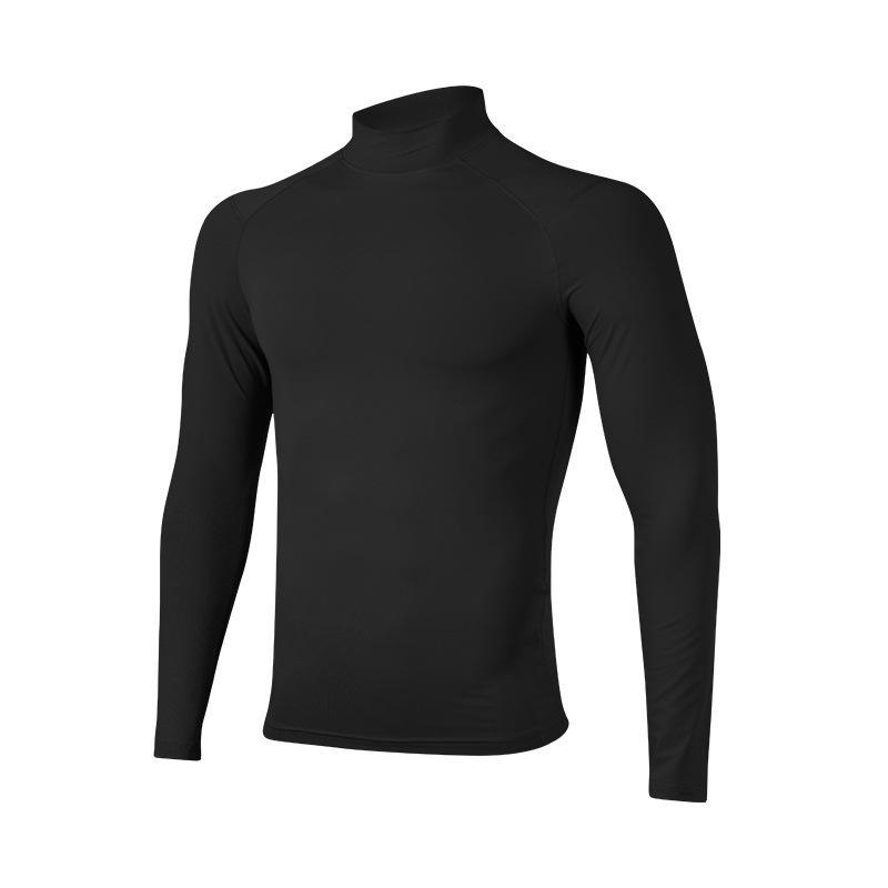2024 Мужские быстросохнущие спортивные леггинсы с воротником-стойкой, сезон осень/зима: Футболка для фитнеса и бега с длинным рукавом