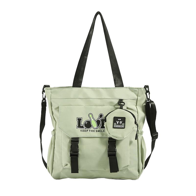 Campus Style Simple Solid Color Large-Capacity Make-Up Bag Student Backpack Leisure Literary Shoulder Bag Hand-Held Schoolbag