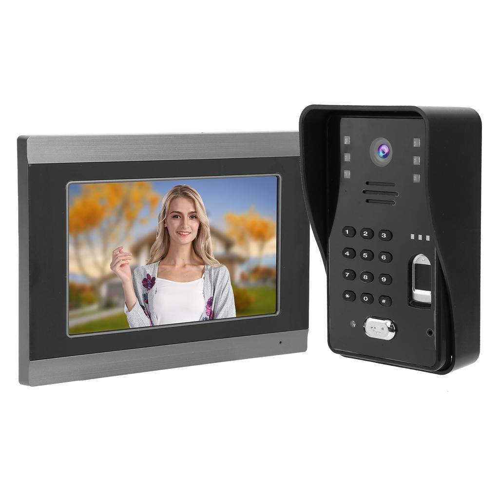 7-дюймовый видеозвонок с проводом для инфракрасного ночного видения TUYA с отпечатком пальца и IC-картой с дистанционным управлением