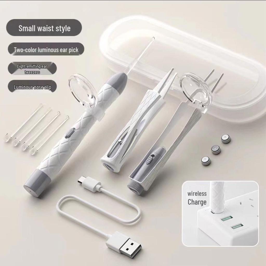 Мягкий наконечник для чистки ушей младенцев со светом и пинцетом