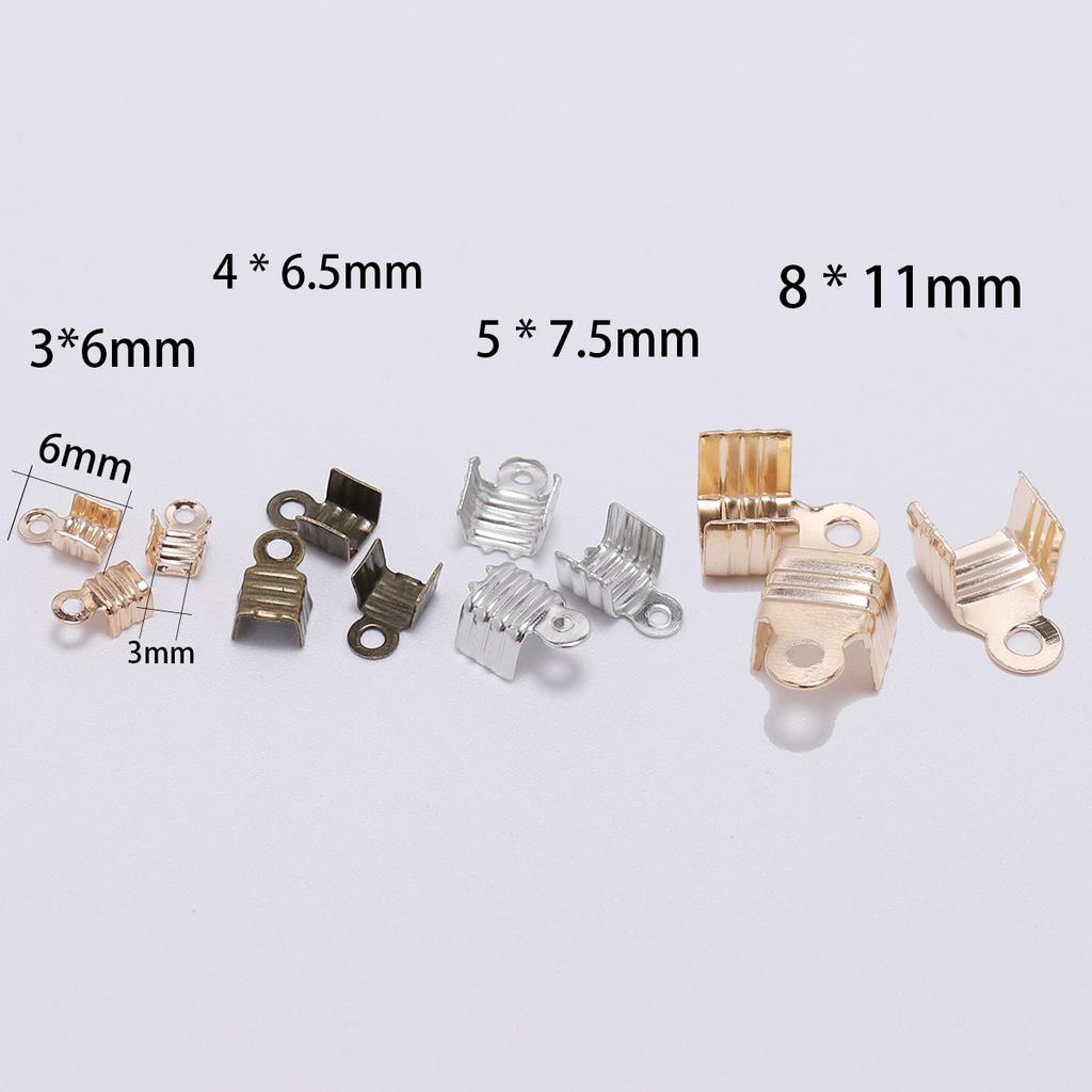 200 pcs/lot Metal End Caps End Clasps Leather Cord Crimp Bead Connectors For Jewelry Making Findings DIY Accessories Supplies